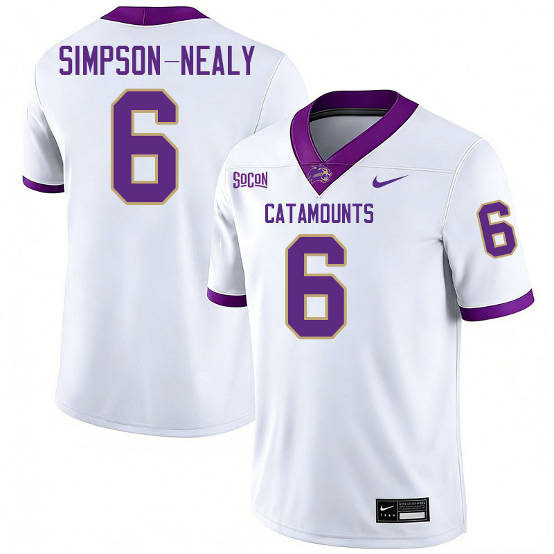 Western Carolina Catamounts #6 Bo Simpson-Nealy College Football Jerseys,Uniforms-White